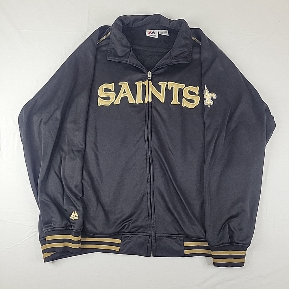 Majestic New Orleans Saints Full Zip Jacket Black/ Gold 3XL